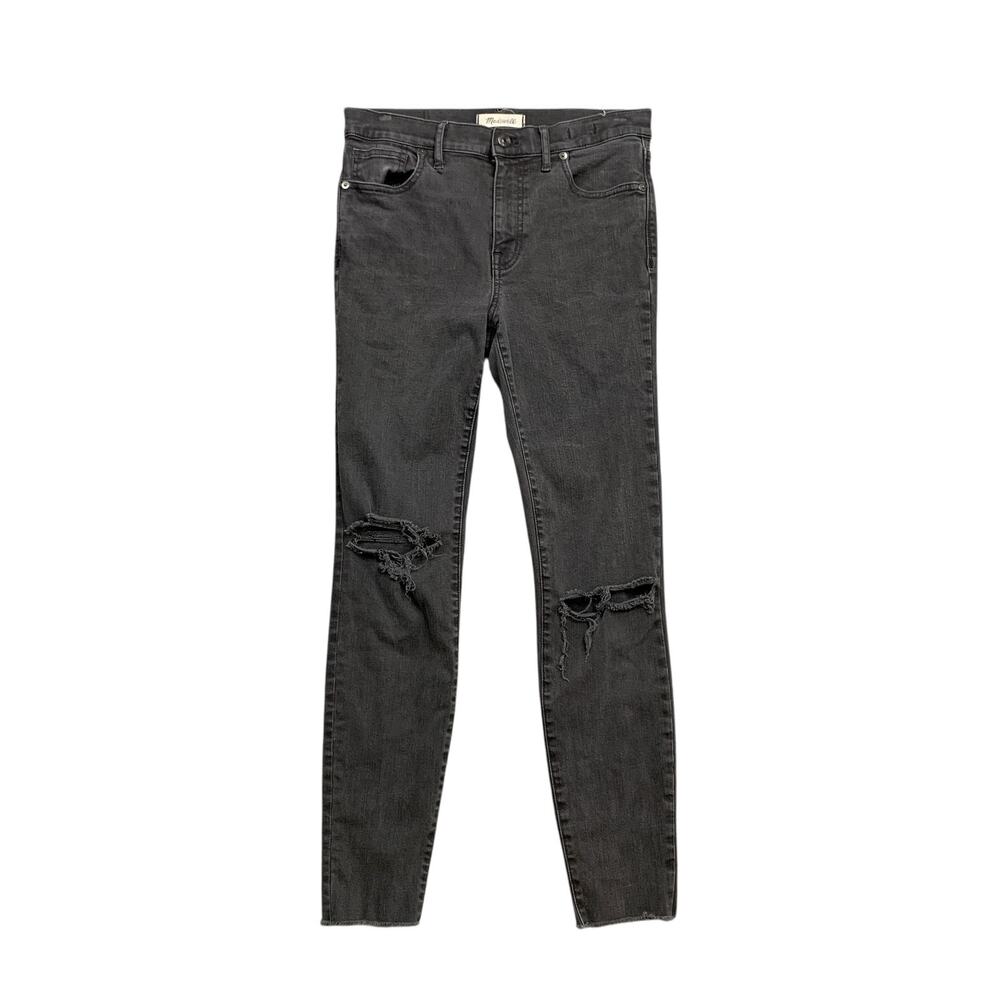 Madewell Jeans Womens 28 Gray Denim High Rise Skinny Distressed Busted Knee
